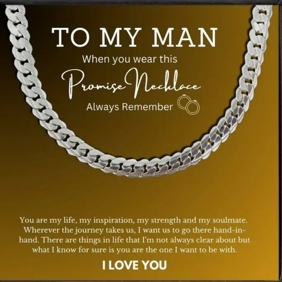 To My Man Punk Silver Gray Stainless Steel Cuban Chain Pendant Necklace. - Picture 2 of 4